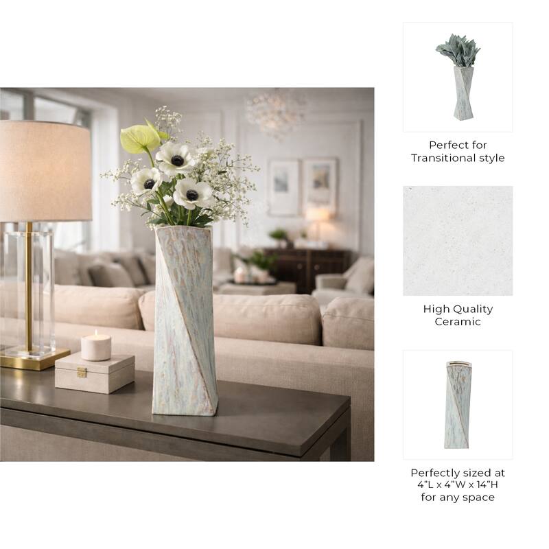 Decorative Vase - Ivory Ceramic Twist Design