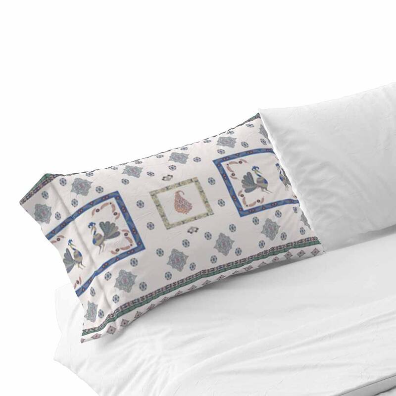 Wildflower Peacock Pillow Case 30x20 in Blue, Green, Orange On Sale