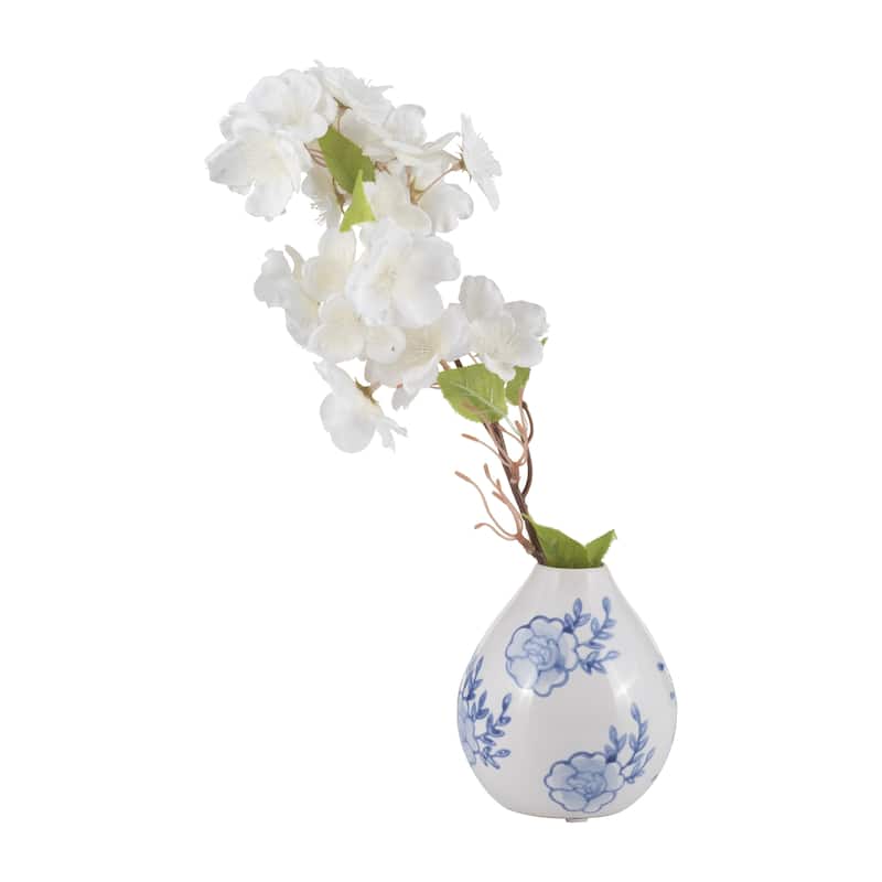5" Ceramic Bud Vase Contemporary Chinoiserie Blue and White Vintage Floral Decorative Table Vase for Home Decor or