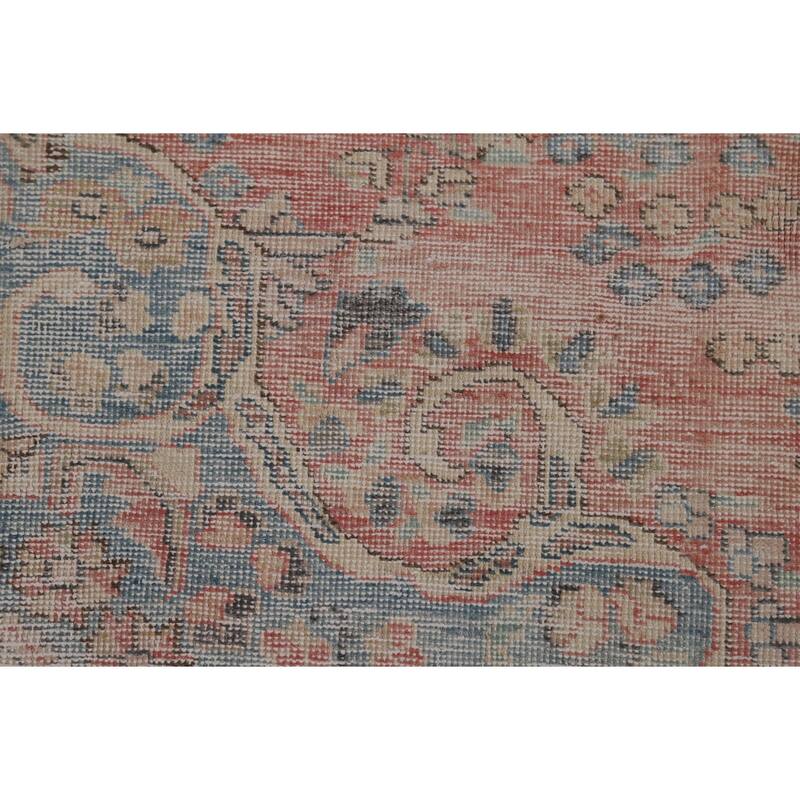 Pink Mashad Persian Vintage Area Rug Handmade Wool Carpet - 9'3" x 12'8"