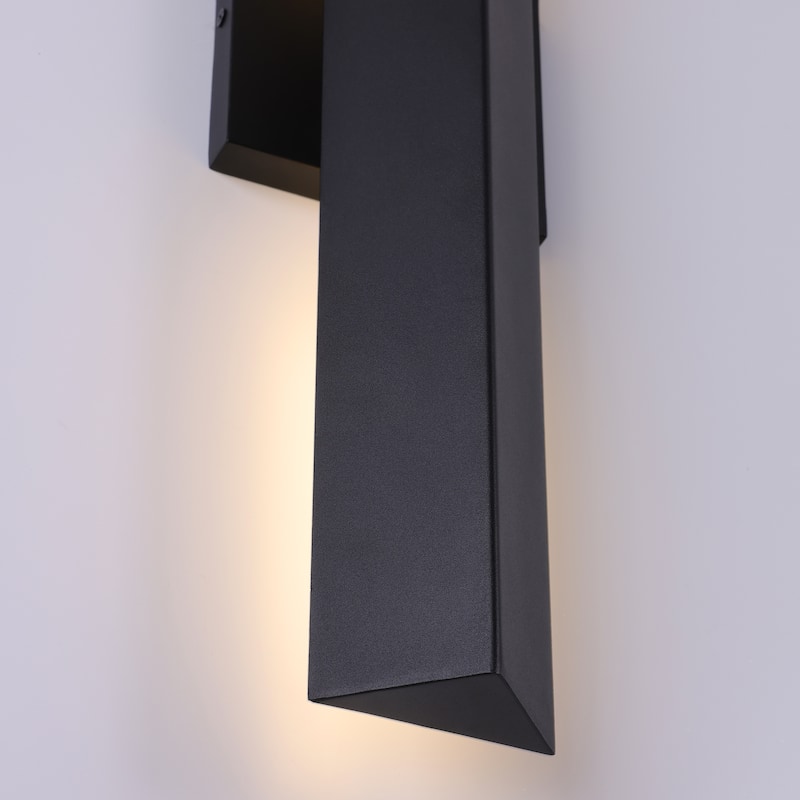 Modern Minimalist Black Outdoor Integrated LED Wall Sconce - 21.8"