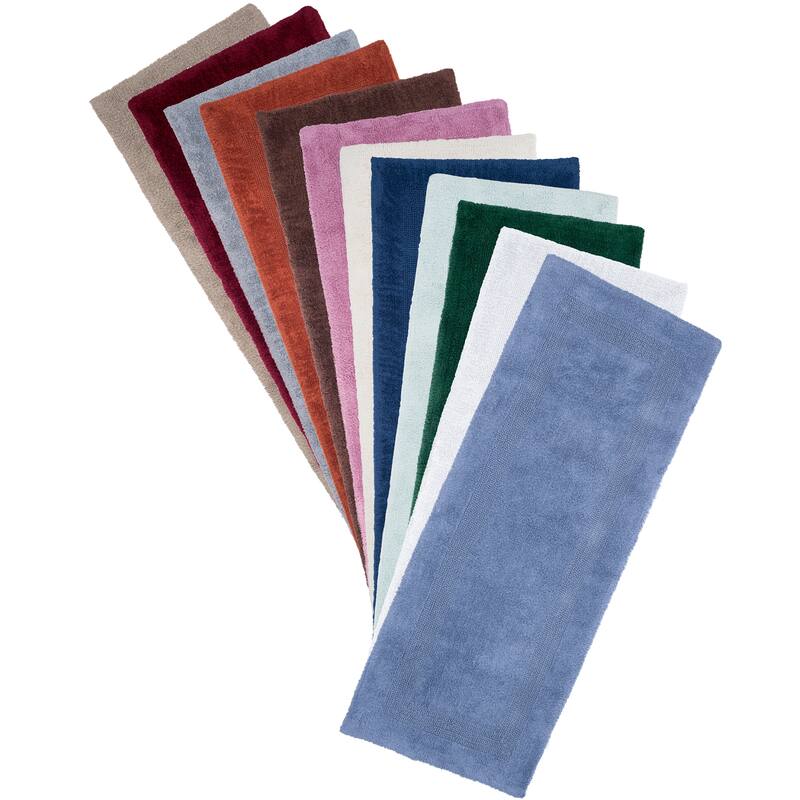 100% Cotton 24x60-Inch Plush Bathroom Runner - Machine Washable Bath Rug by Lavish Home (Silver)