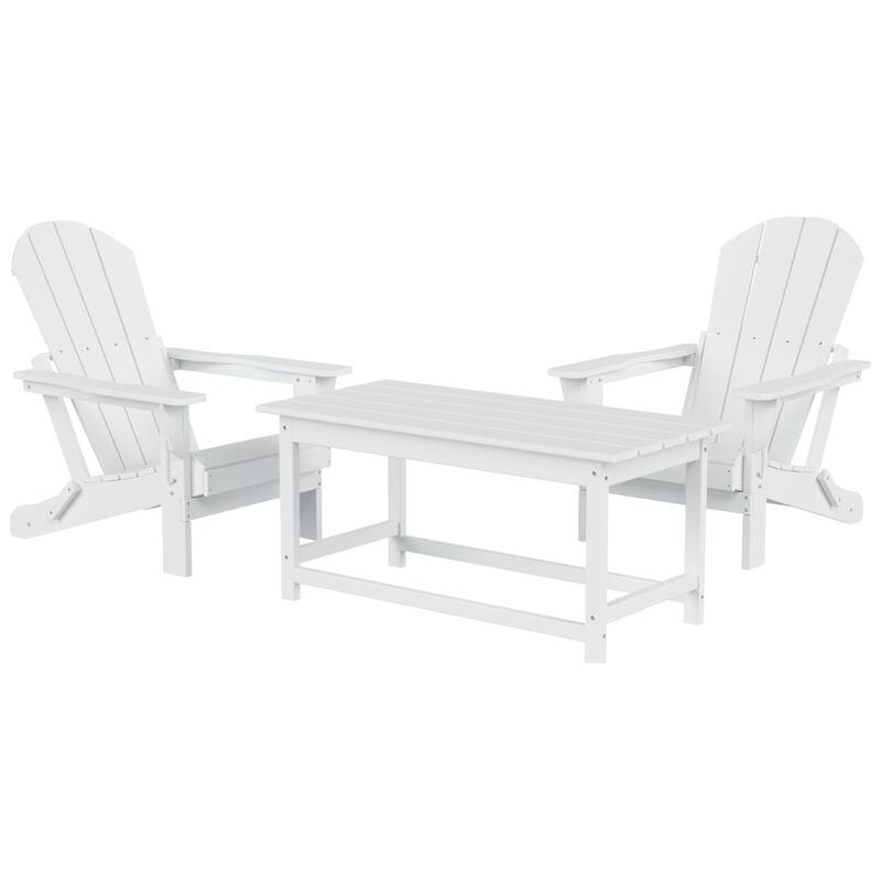Laguna Hdpe All Weather Outdoor Patio Foldable Adirondack Chairs Conversation Set (3-Piece Set)