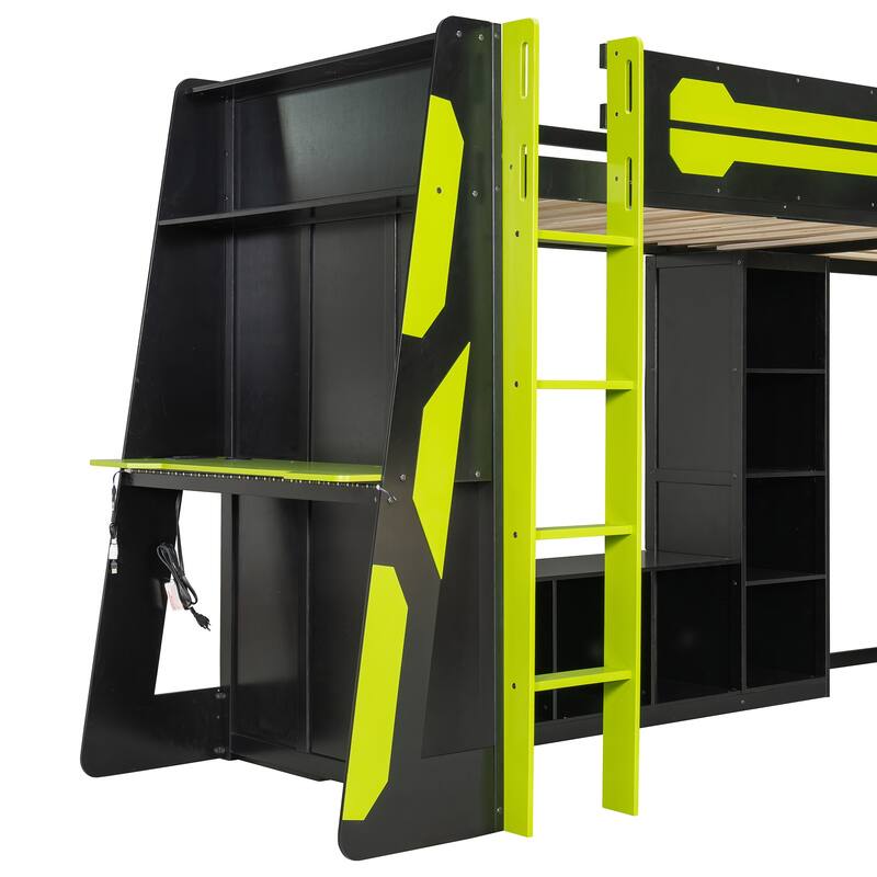 Ultimate L-Shaped Twin Loft Gaming Bed by Harper&Bright Designs