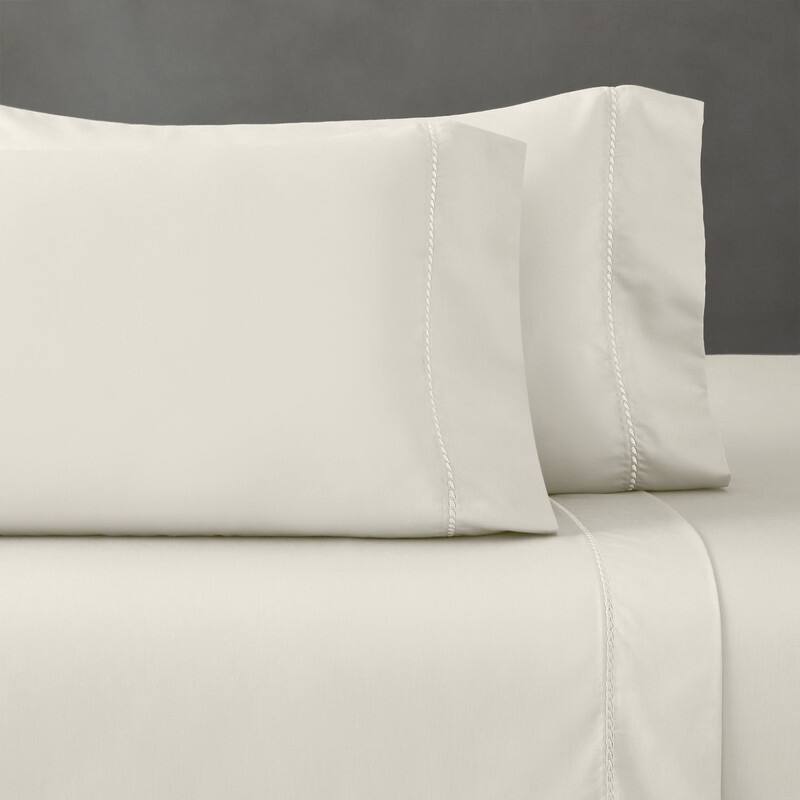 Superior Imperia Cotton Blend Embroidered 600 Thread Count Pillowcases, Set of 2 - King - Ivory