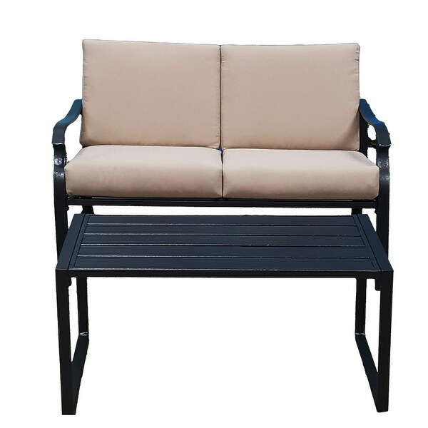 2 Piece Metal Outdoor Patio Loveseat and Teapoy with Cushion Bed Bath Beyond 40201377