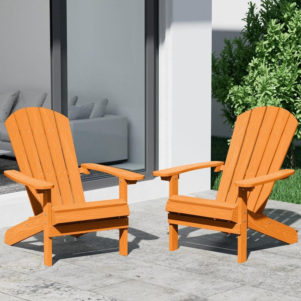 WINSOON All Weather HIPS Outdoor Plastic Adirondack Chairs Set of 2
