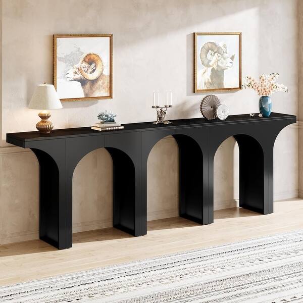 Black Console Table, 47 Inches Wood Sofa Table - Bed Bath & Beyond ...