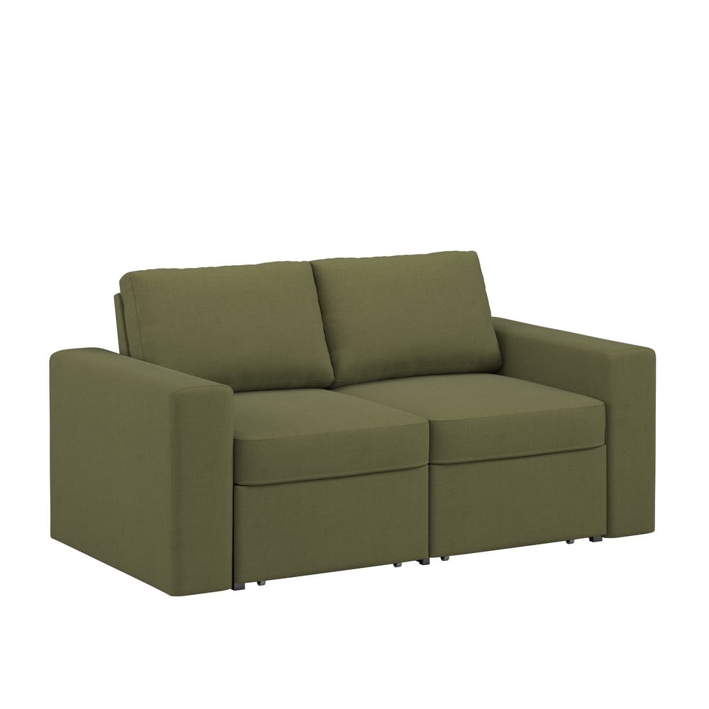 Soma Upholstered Loveseat with 2 Hidden Metal Wire Storage Drawers by iNSPIRE Q Modern