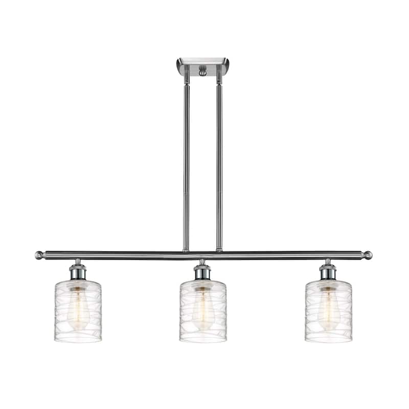 Innovations Lighting 516-3I-10-36 Cobbleskill Linear Cobbleskill 3 - Brushed Satin Nickel / Deco Swirl