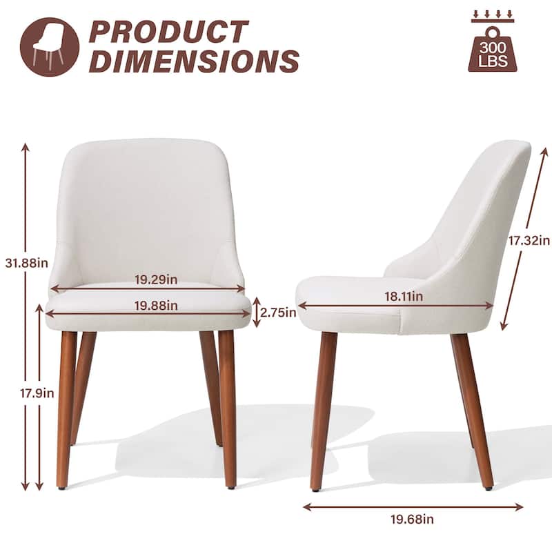 Modern Dining Chair Upholstered Accent Chairs with Solid Wood Legs