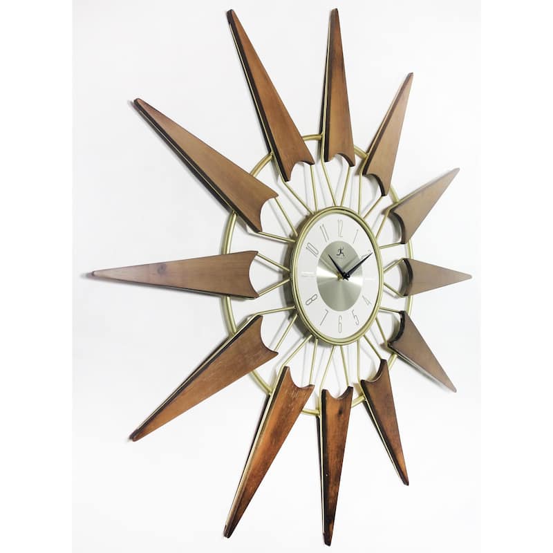 Nova Starburst Mid-century Wall Clock by Infinity Instruments - 30.5 x 1.625 x 30.5