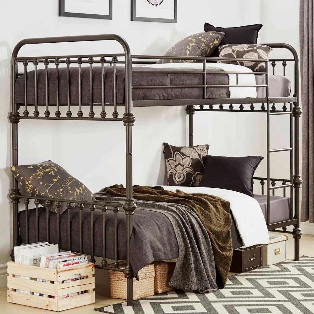 Vilnius Antique Dark Bronze Iron Metal Bunk Bed