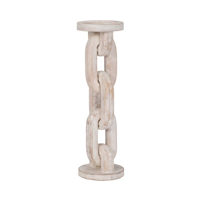 Wood Chain Link Taper Candle Holder - White, 14 in.