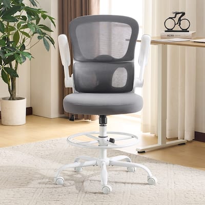 Breathable Mesh Tall Office Chair Drafting Chair With Adjustable Footrest Ring