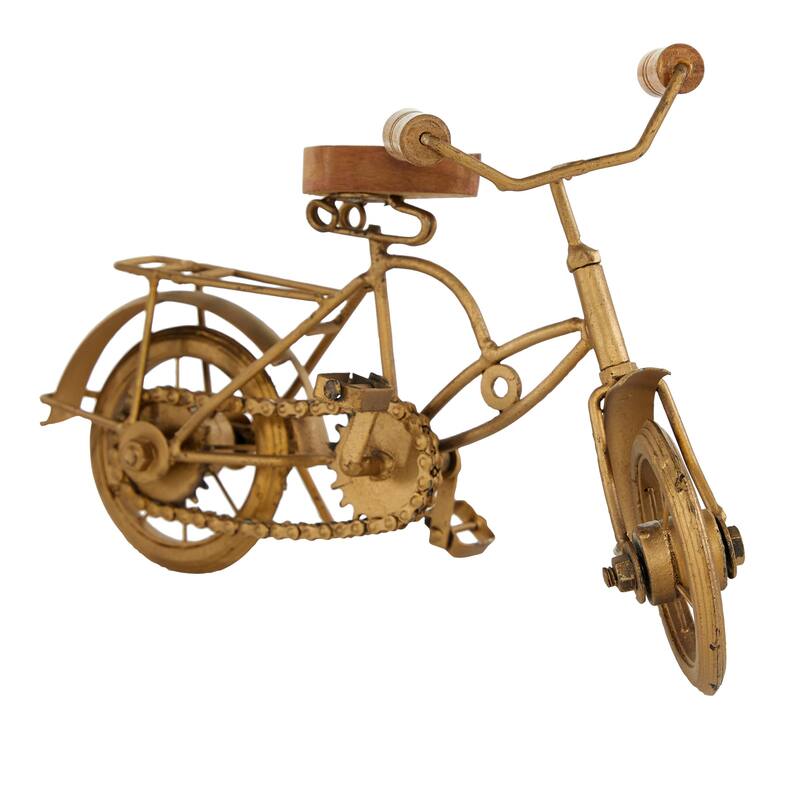 Metal Bike Decorative Sculpture with Wood Accents - Gold - Roche River Decor