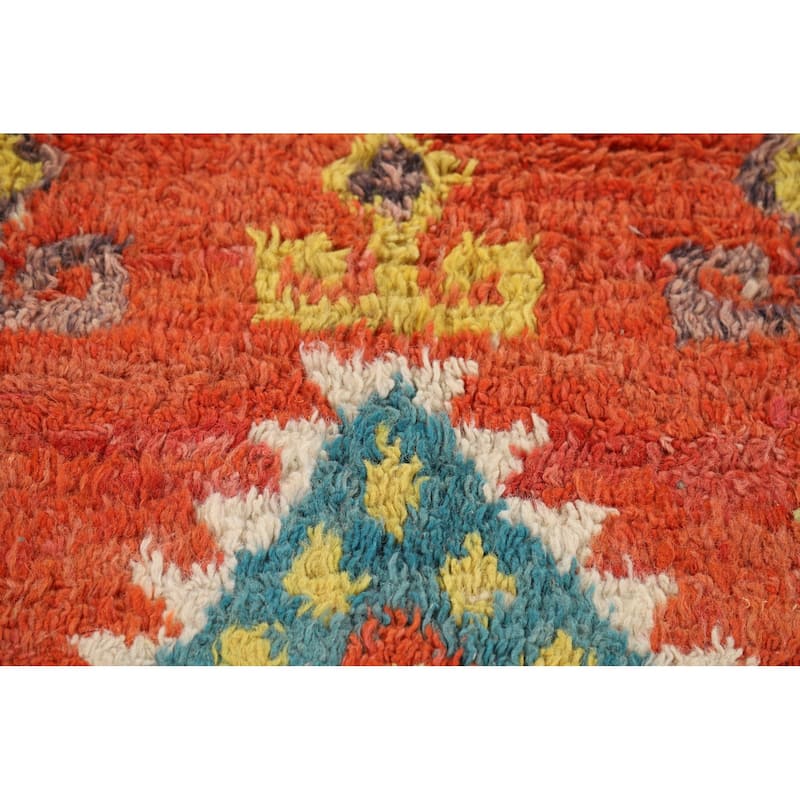 Orange Moroccan Oriental Area Rug Handmade Wool Carpet - 6'1" x 9'6"
