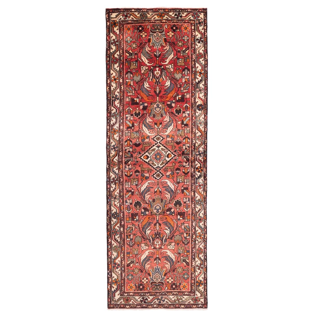 ECARPETGALLERY Hand-knotted Andelz Red Wool Rug - 3'5 x 10'2