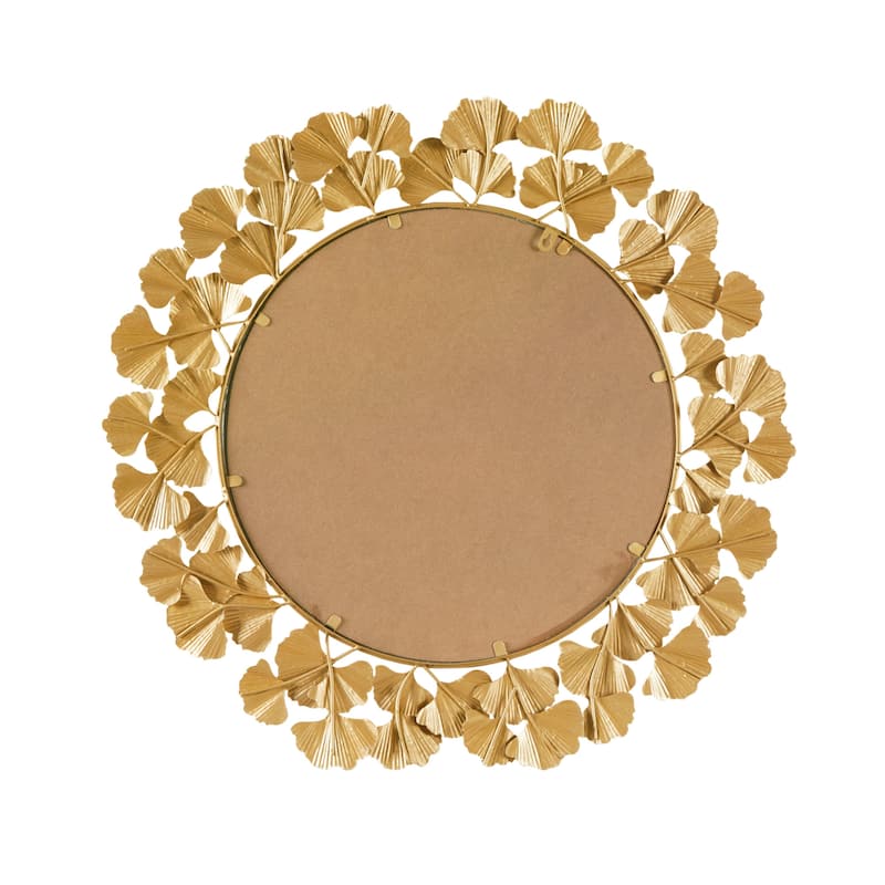 Martha Stewart Eden Gold Gingko Leaf Round Wall Mirror 30.5"