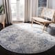 SAFAVIEH Madison Avery Boho Chic Distressed Area Rug - 3' x 3' Round - White/Royal Blue