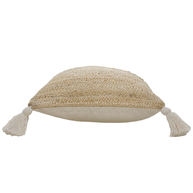 HomeRoots 20" X 20" Tan And Beige Jute Zippered Pillow