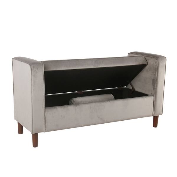 Shop Black Friday Deals On Carson Carrington Hamn Velvet Storage Bench Gray Overstock 20594246