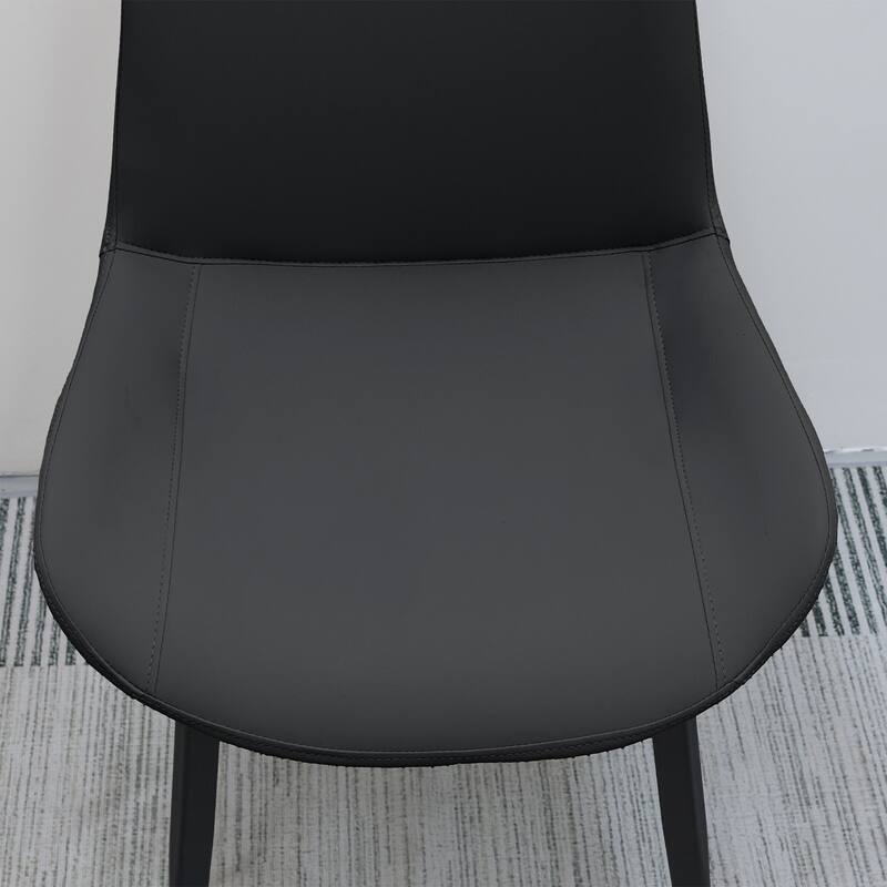 PU Leather Dining Chair with Metal Legs, Modern Upholstered Chair Set of 2 for Kitchen, Restaurant, Living, Meeting Room