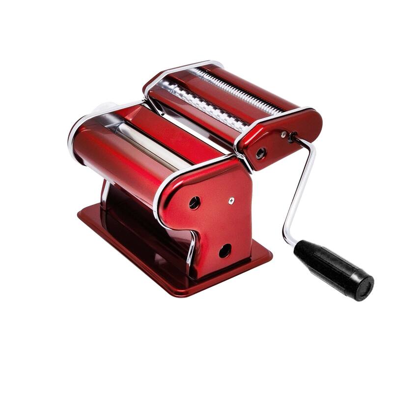 Fantes Pasta Machine with Double Pasta Cutter for Spaghetti and Fettuccine, Red, The Italian Market Original since 1906
