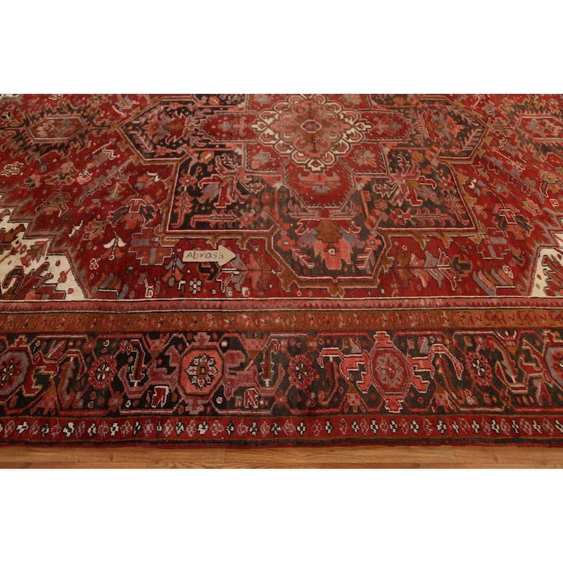 Vintage Vegetable Dye Heriz Persian Area Rug Hand-knotted Wool Carpet - 10'2" x 13'5"