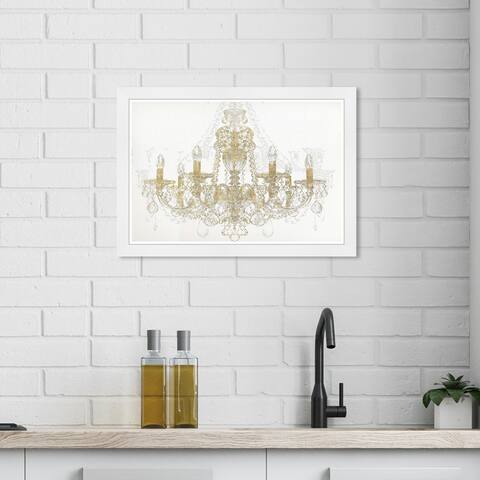 Wynwood Studio 'Chandelier Diamond' Fashion and Glam Wall Art Framed Print Chandeliers - Gold, White