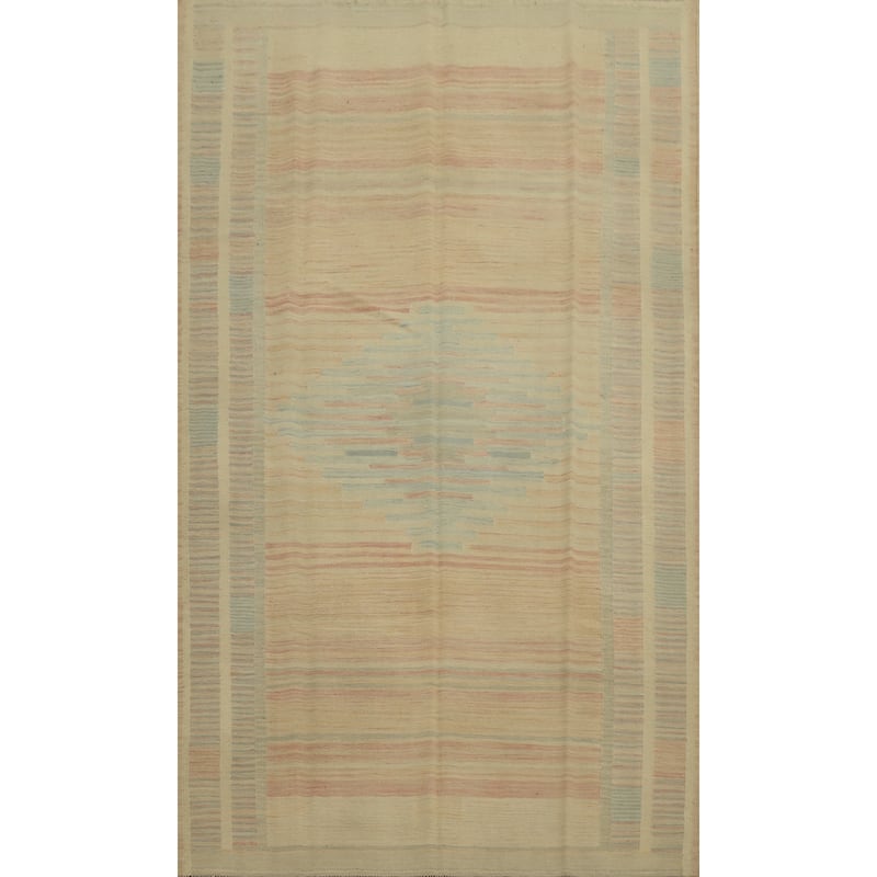 Hand Woven Oriental 100% Wool Carpet Southwestern Tribal Oranges & Rust Kilim Area Rug - 9' 0'' X 5' 9''