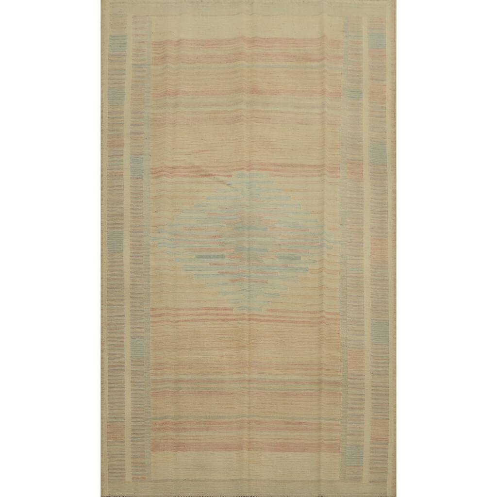 Hand Woven Oriental 100% Wool Carpet Southwestern Tribal Oranges & Rust Kilim Area Rug - 9' 0'' X 5' 9''