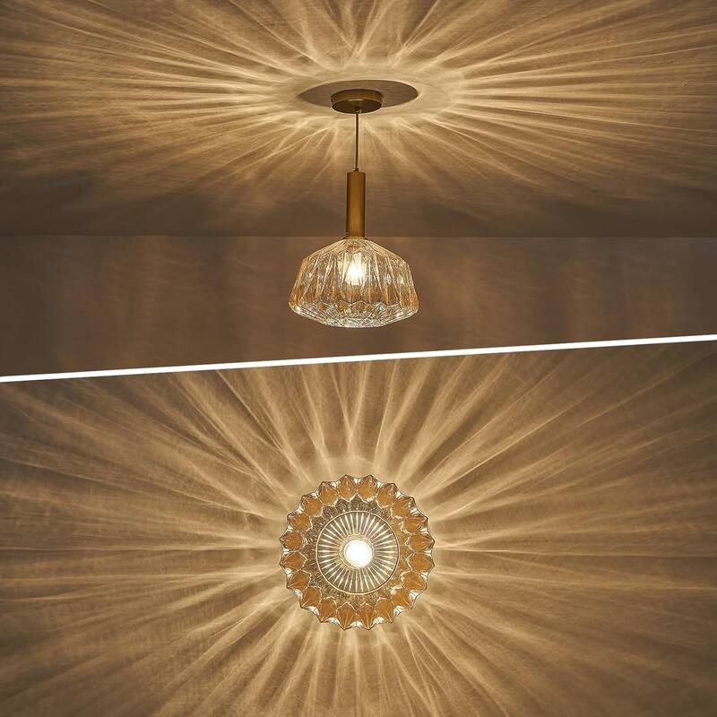 11.81" modern hanging light amber bedroom light glass, metal pendant light