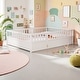 preview thumbnail 38 of 74, Wood Montessori Floor Bed with Super High Security Barrier, Door and Support Slats Full - White2