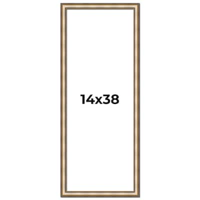 14x38 Frame Gold Solid Wood Shadow Box Width 1.5 Inches | Interior Frame Depth 2 3/8 Inches