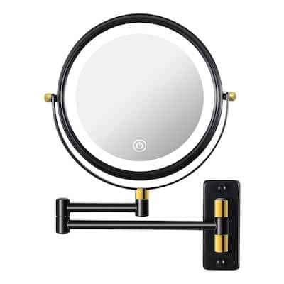3 Color LED Light Wall Mounted Makeup Mirror, 1x/10x HD Magnifying Double-Sided Mirror, Extension Arm, Built-in Battery