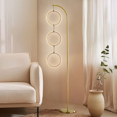 Brightech Nova 74 in. Industrial 3 Ring Light LED Super Bright Floor Lamp with 3-Way Dimmer