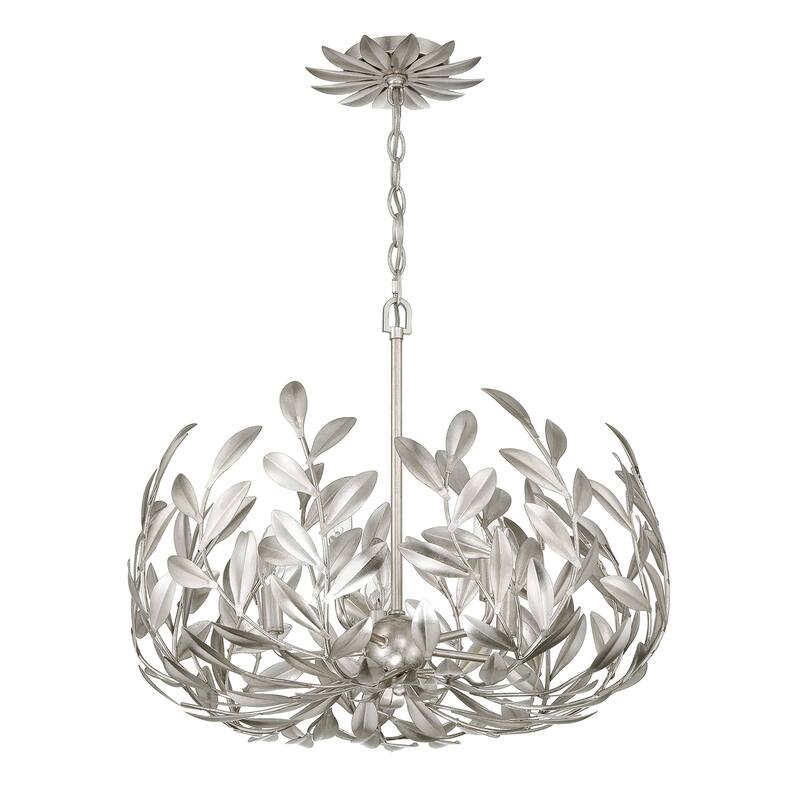 Broche 5 Light Antique Silver Chandelier