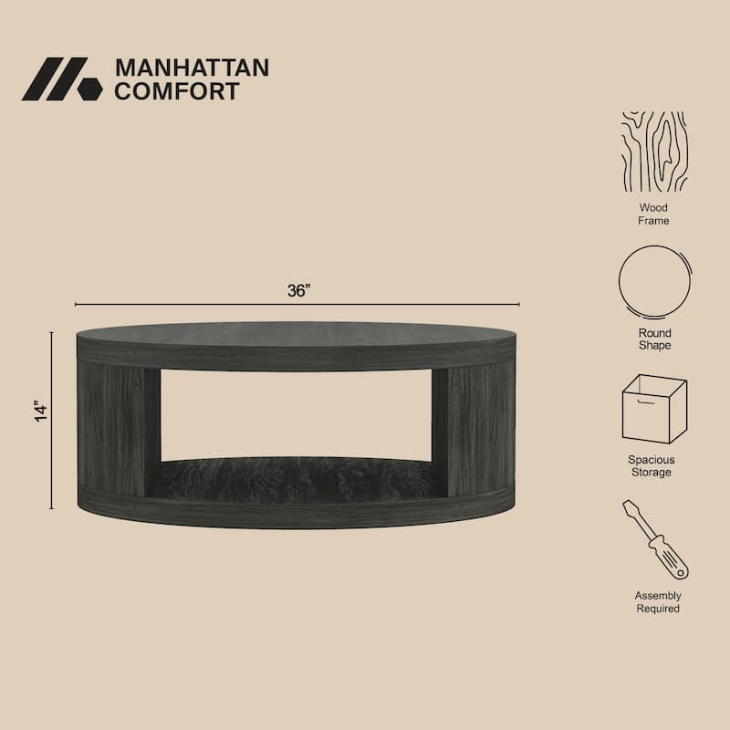 Manhattan Comfort Alure 36" Round Coffee Table