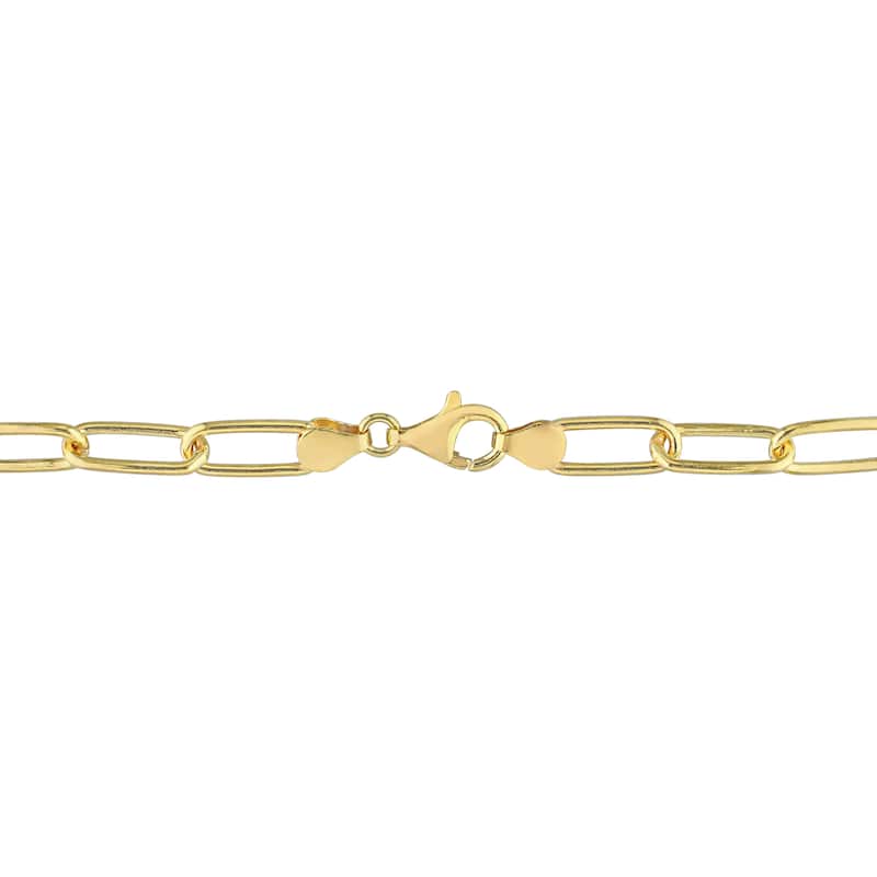 Miadora 18kt Yellow Gold Plated Sterling Silver Paperclip Men's Bracelet