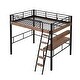 preview thumbnail 7 of 7, Metal Full Size Loft Bed with Built-in Desk, Storage Shelf, and Ladder, Black