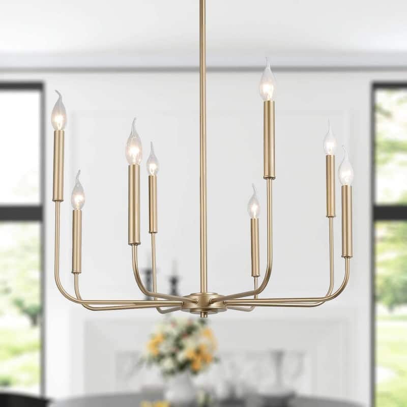 Modern Gold 8-Light Chandelier Classic Wheel Ceiling Lights for Dining Room