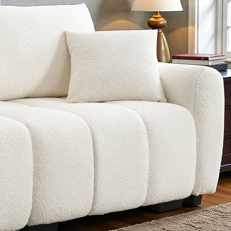 110" Modular L-Shaped Sectional Sofa with Ottoman, Boucle Fabric Couch, High Density Foam Seating