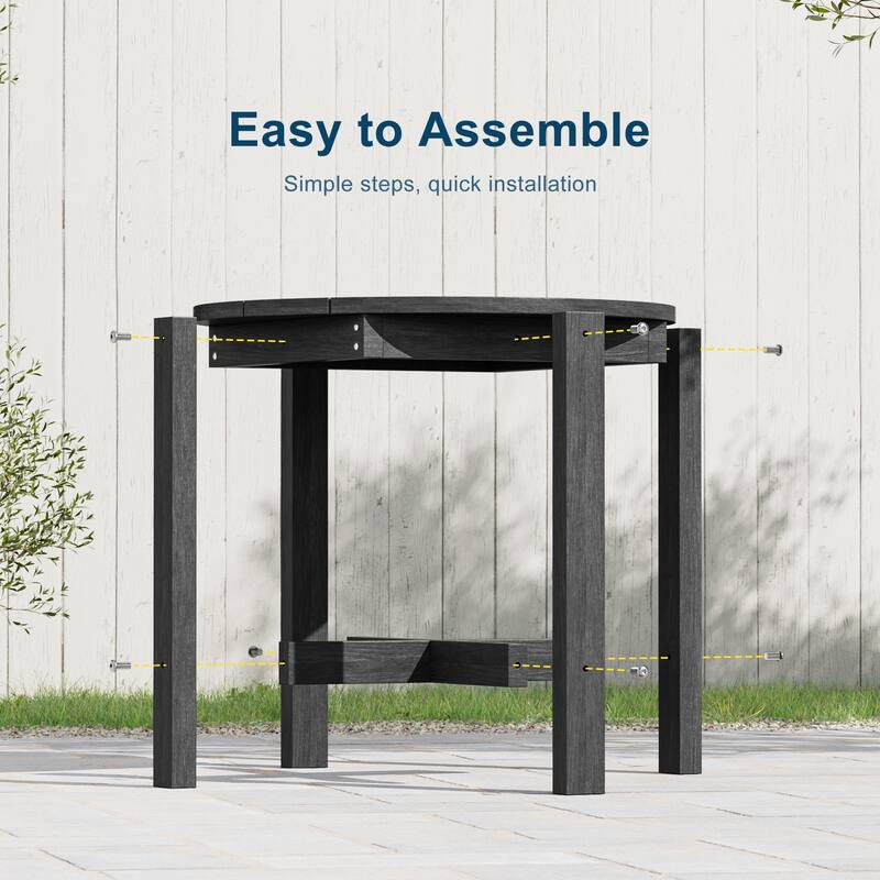 HDPE Outdoor Side Table, 220 lbs All-weather Patio End Table