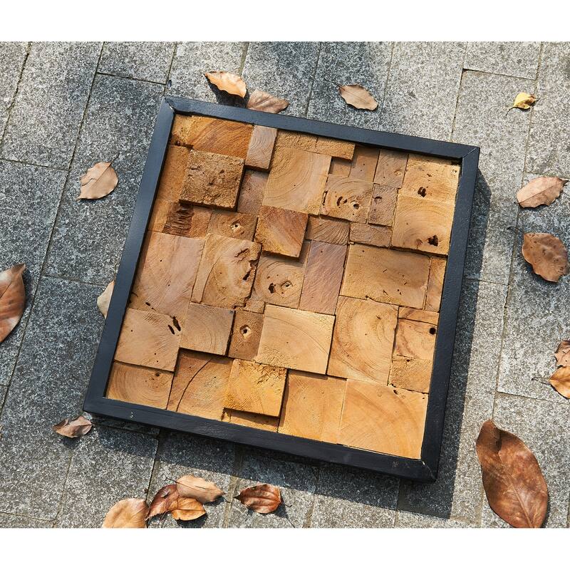 Home Soft Things Wall Decor Farmhouse Wood Wall Panel - square simetris 17 x 17