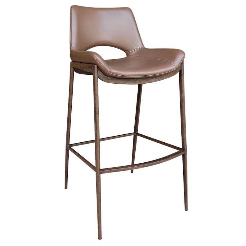 Contemporary Faux Leather and Metal 30" Bar Stool - Saddle