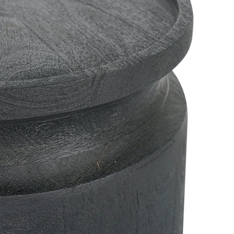 Wooden Cylinder Side Table - Black