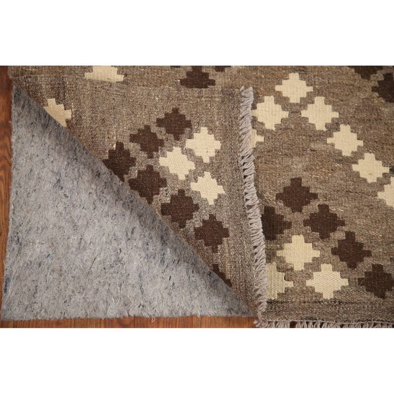 Hand Woven Oriental 100% Wool Carpet Southwestern Geometric Multi-Colored Kilim Area Rug - 6' 3'' X 5' 1''