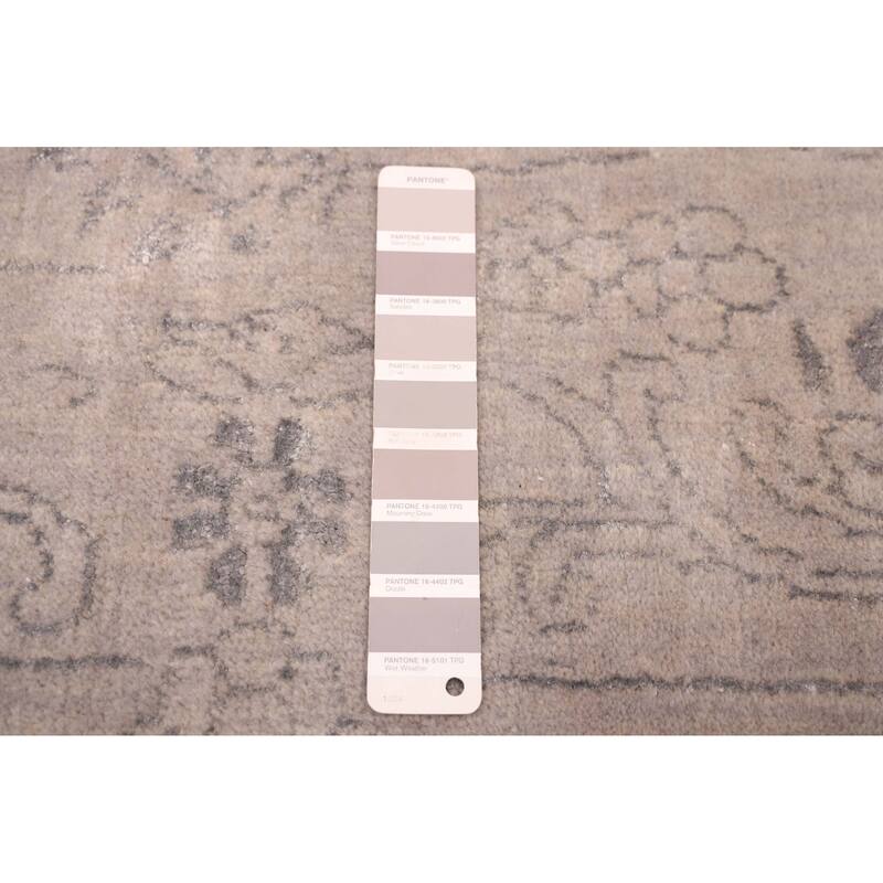 ECARPETGALLERY Hand Loomed Elysian Light Grey Viscose, Wool Rug - 7'11 x 11'1