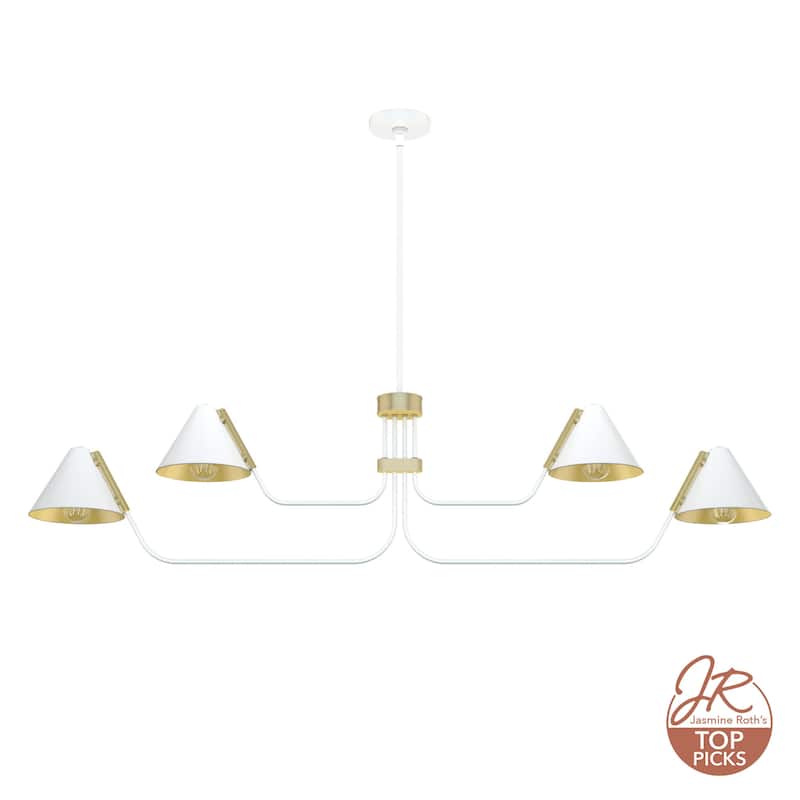 Hunter Grove Isle 4-Light Linear Chandelier - Dining Room, Kitchen Island - Mid-Century Modern, Minimalist